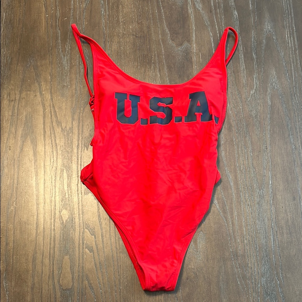 Xhilaration Red USA Women's One Piece Swimsuit